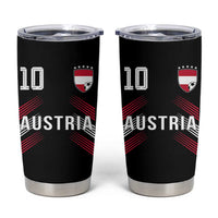 Austria Soccer Sports Graphic Number 10 Jersey Style Tumbler Cup Proud Austrian Football Fans Game Day Pride