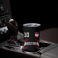 Austria Soccer Sports Graphic Number 10 Jersey Style Tumbler Cup Proud Austrian Football Fans Game Day Pride