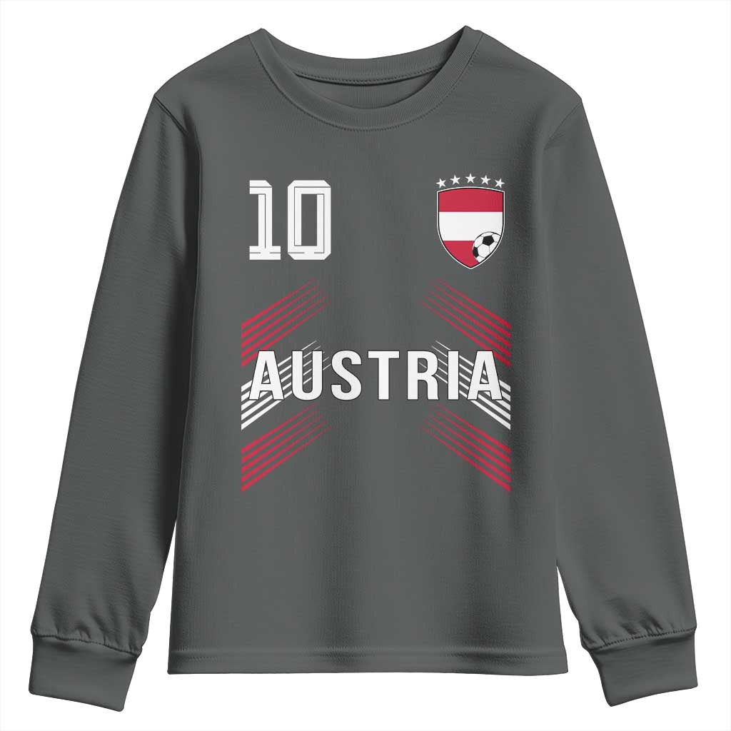 Austria Soccer Sports Graphic Number 10 Jersey Style Youth Sweatshirt Proud Austrian Football Fans Game Day Pride