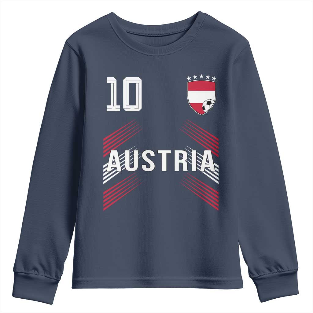 Austria Soccer Sports Graphic Number 10 Jersey Style Youth Sweatshirt Proud Austrian Football Fans Game Day Pride