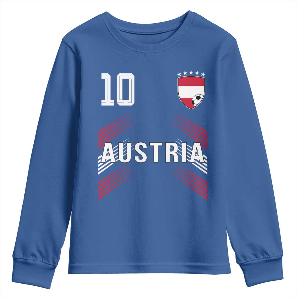 Austria Soccer Sports Graphic Number 10 Jersey Style Youth Sweatshirt Proud Austrian Football Fans Game Day Pride