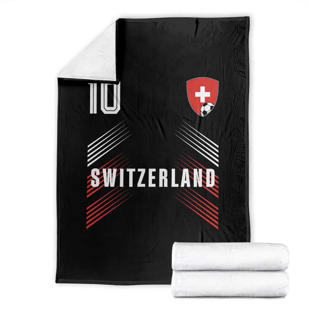 Switzerland Soccer Sports Graphic Number 10 Jersey Style Throw Blanket Proud Swiss Football Fans Game Day Pride