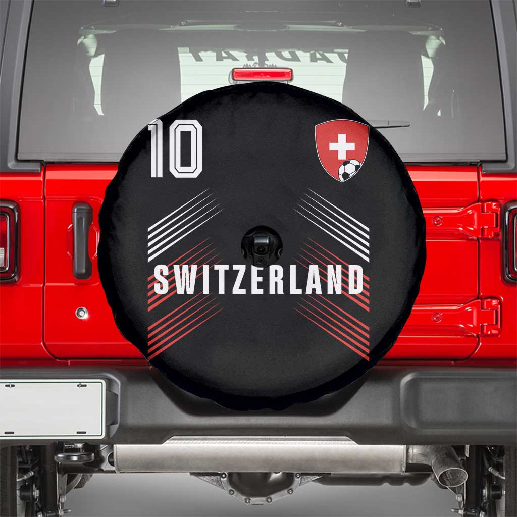 Switzerland Soccer Sports Graphic Number 10 Jersey Style Spare Tire Cover Proud Swiss Football Fans Game Day Pride