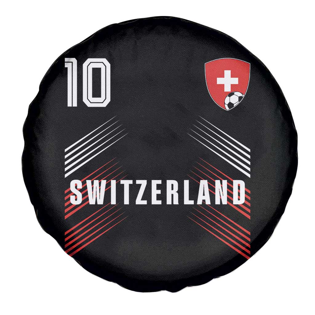 Switzerland Soccer Sports Graphic Number 10 Jersey Style Spare Tire Cover Proud Swiss Football Fans Game Day Pride