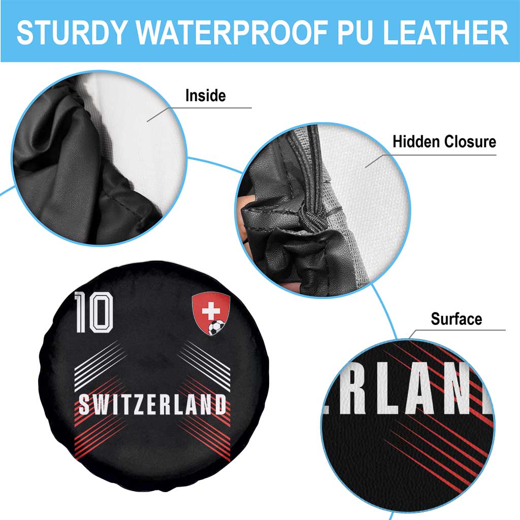 Switzerland Soccer Sports Graphic Number 10 Jersey Style Spare Tire Cover Proud Swiss Football Fans Game Day Pride