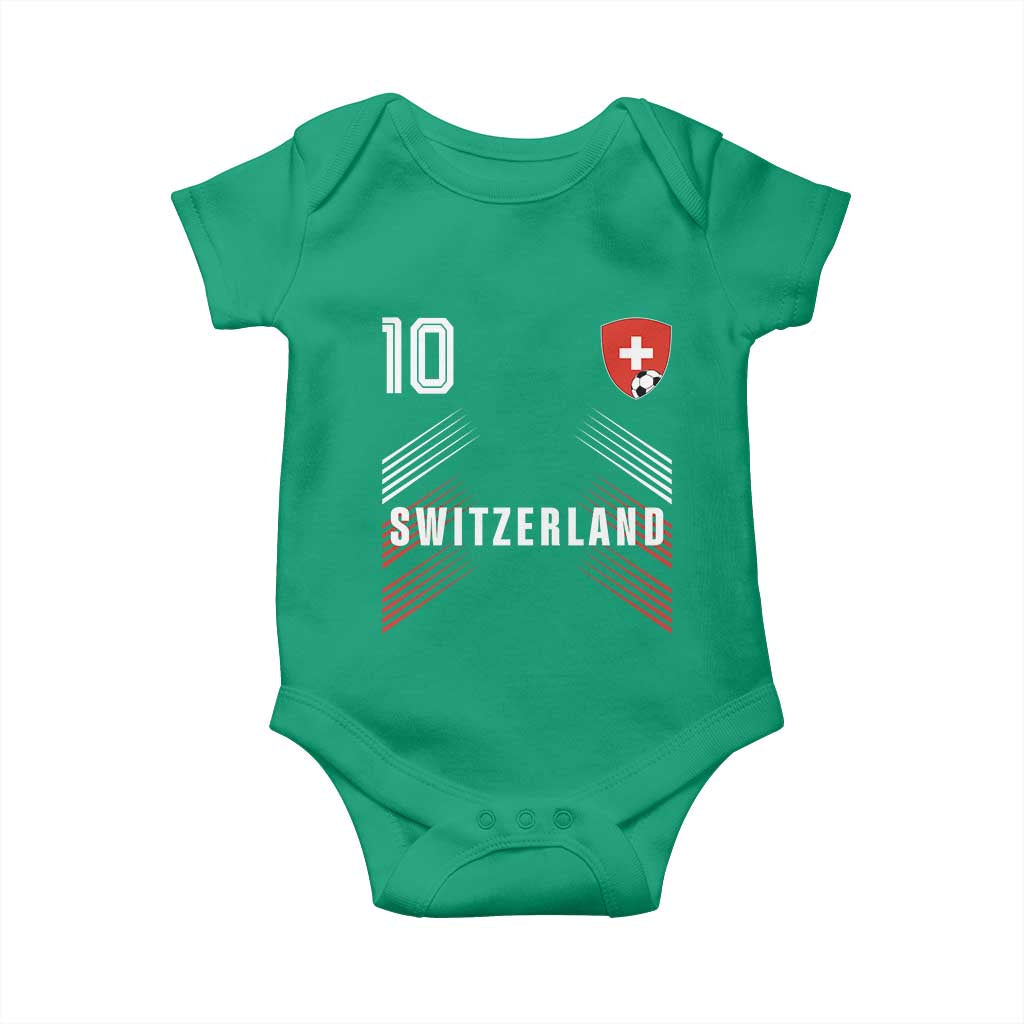 Switzerland Soccer Sports Graphic Number 10 Jersey Style Baby Onesie Proud Swiss Football Fans Game Day Pride