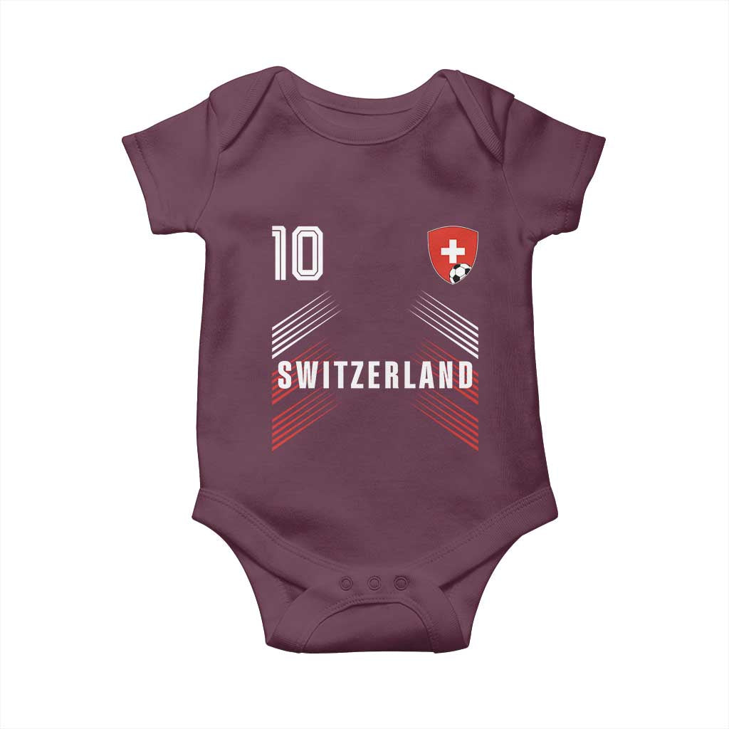 Switzerland Soccer Sports Graphic Number 10 Jersey Style Baby Onesie Proud Swiss Football Fans Game Day Pride