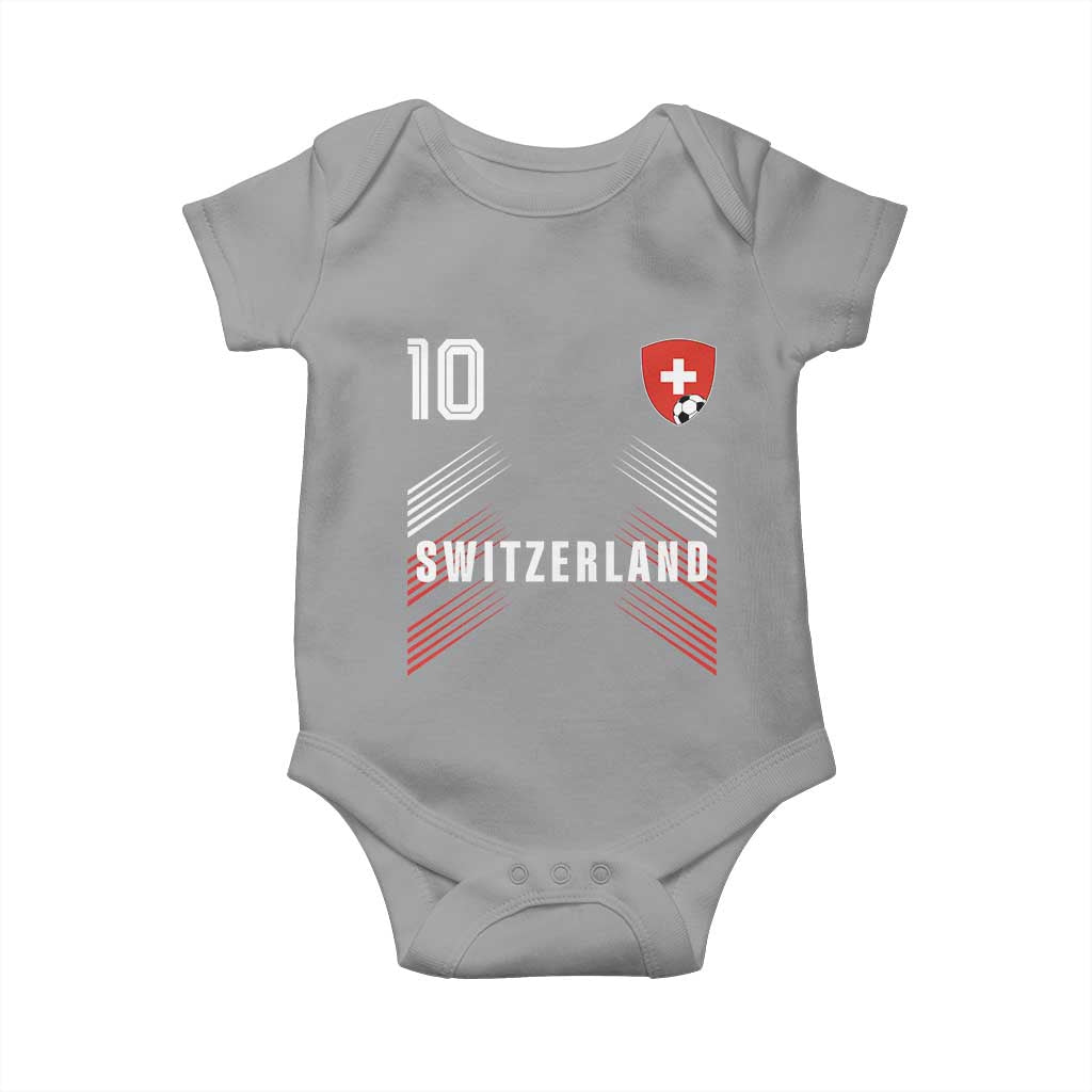 Switzerland Soccer Sports Graphic Number 10 Jersey Style Baby Onesie Proud Swiss Football Fans Game Day Pride