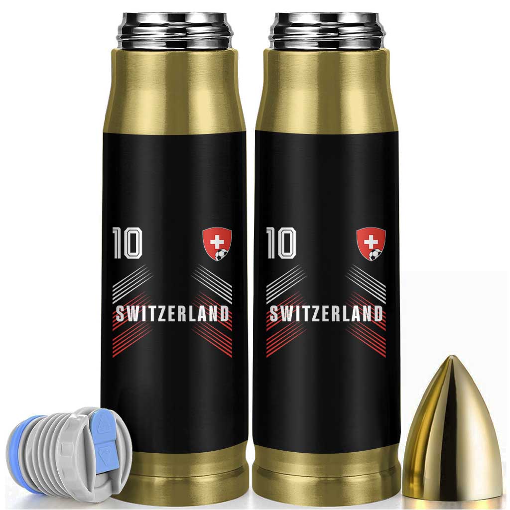 Switzerland Soccer Sports Graphic Number 10 Jersey Style Bullet Tumbler Proud Swiss Football Fans Game Day Pride