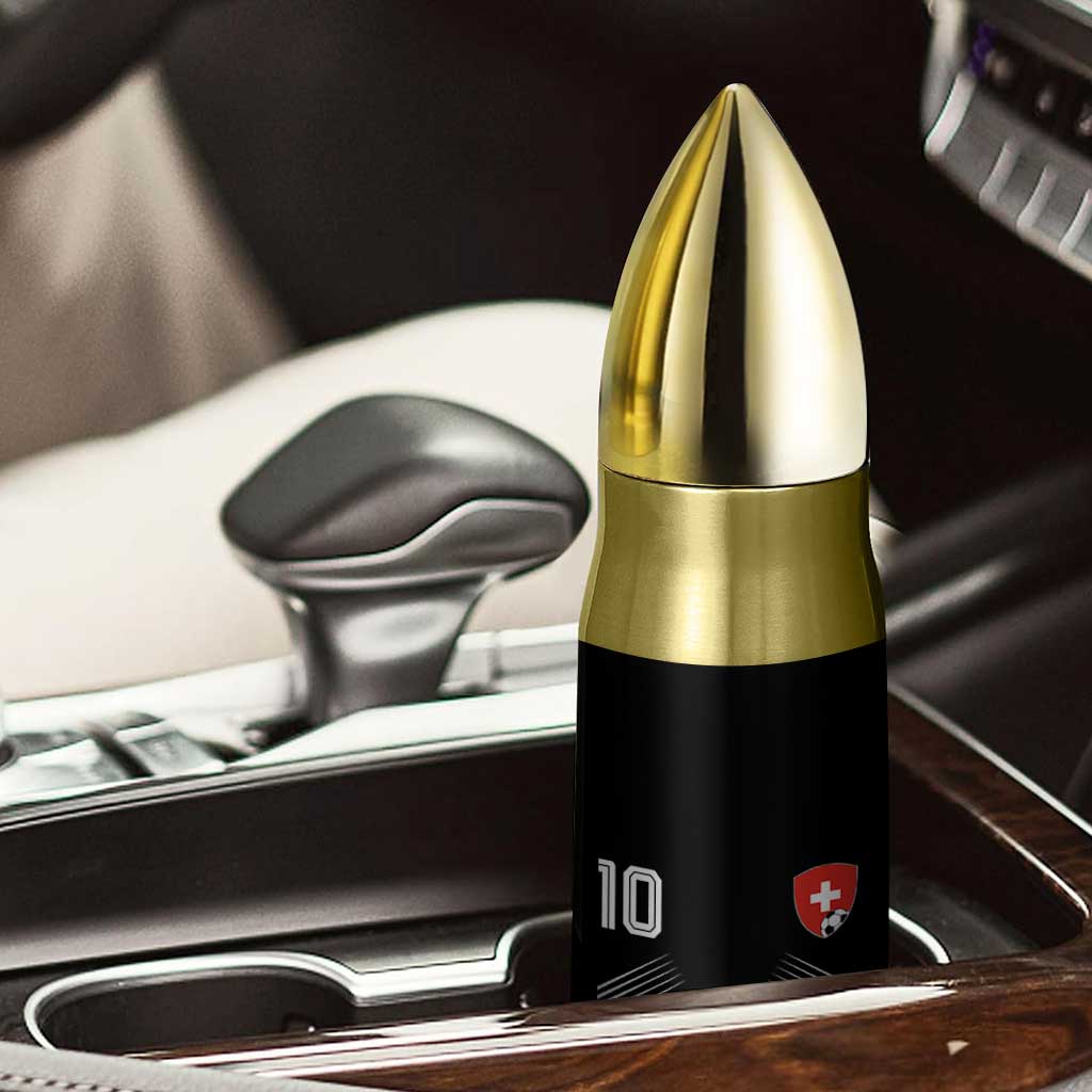 Switzerland Soccer Sports Graphic Number 10 Jersey Style Bullet Tumbler Proud Swiss Football Fans Game Day Pride
