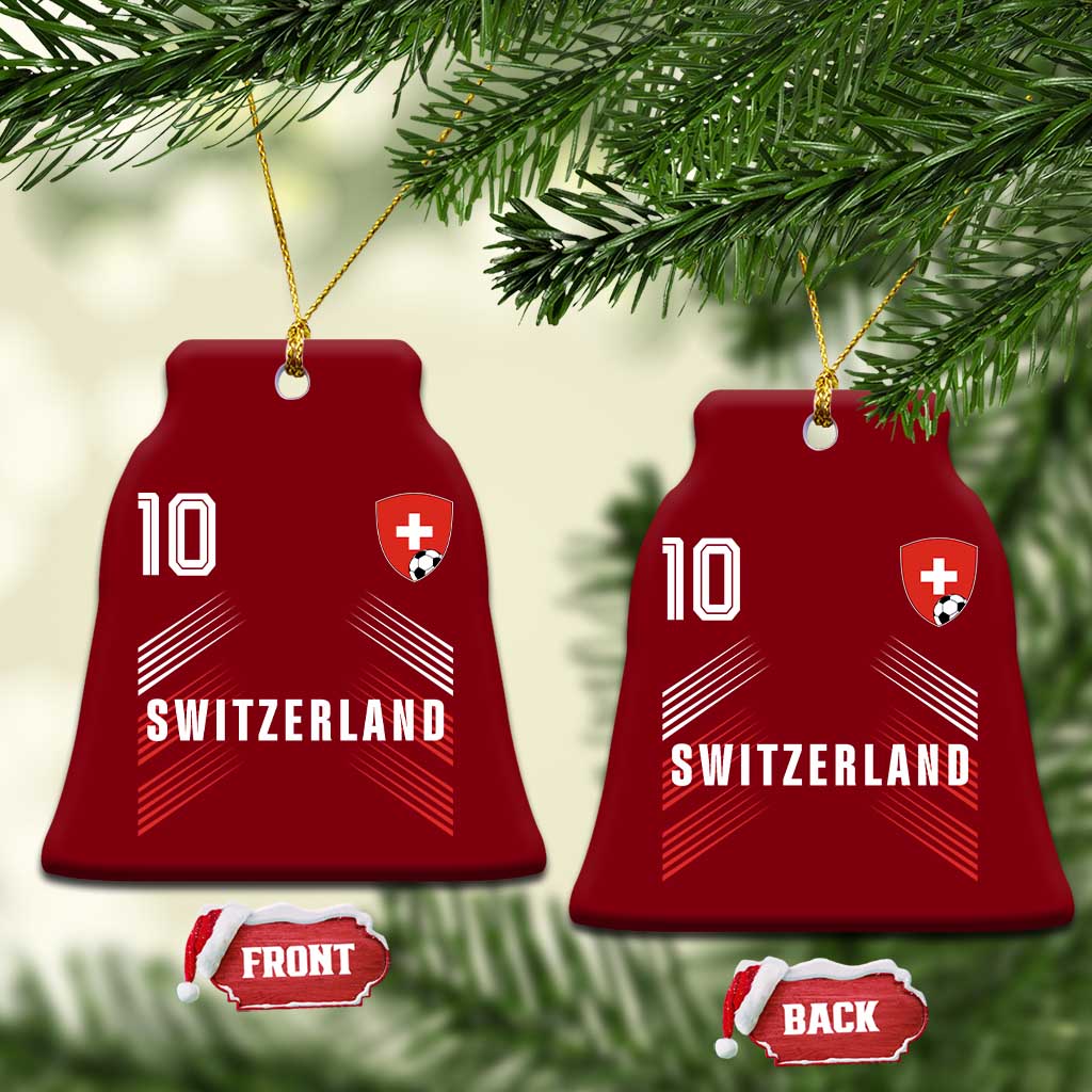 Switzerland Soccer Sports Graphic Number 10 Jersey Style Ceramic Ornament Proud Swiss Football Fans Game Day Pride