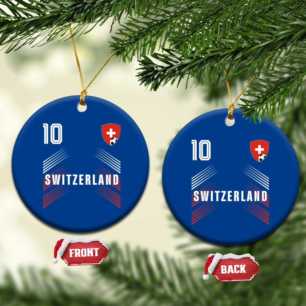 Switzerland Soccer Sports Graphic Number 10 Jersey Style Ceramic Ornament Proud Swiss Football Fans Game Day Pride