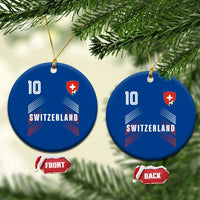 Switzerland Soccer Sports Graphic Number 10 Jersey Style Ceramic Ornament Proud Swiss Football Fans Game Day Pride