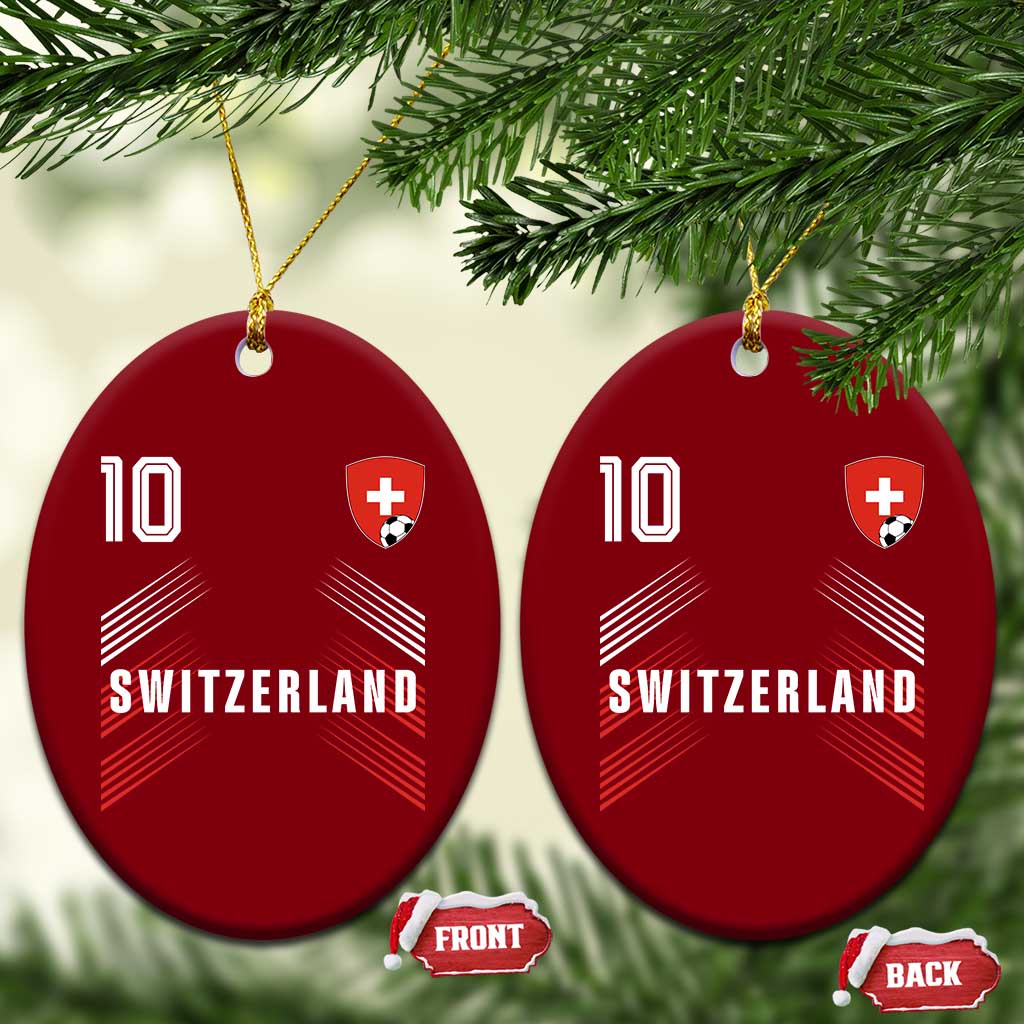Switzerland Soccer Sports Graphic Number 10 Jersey Style Ceramic Ornament Proud Swiss Football Fans Game Day Pride