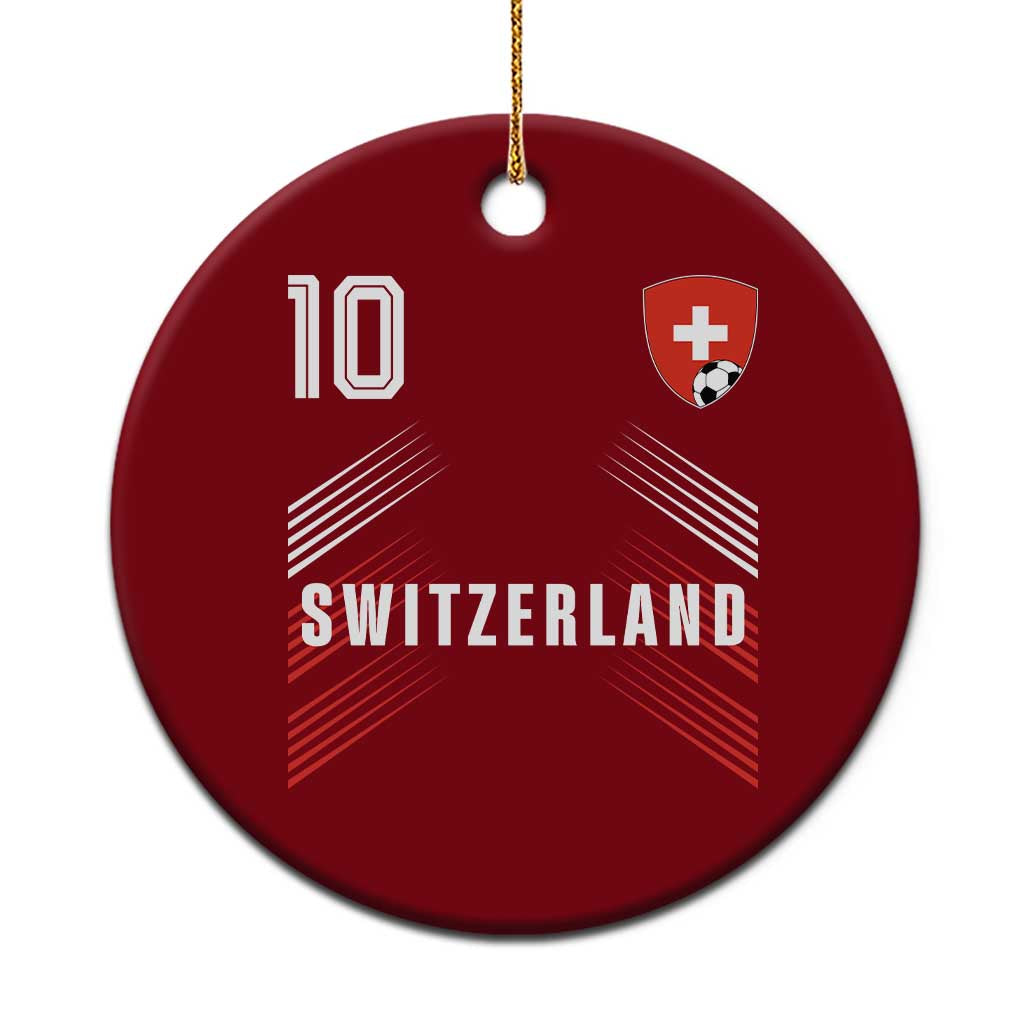 Switzerland Soccer Sports Graphic Number 10 Jersey Style Ceramic Ornament Proud Swiss Football Fans Game Day Pride