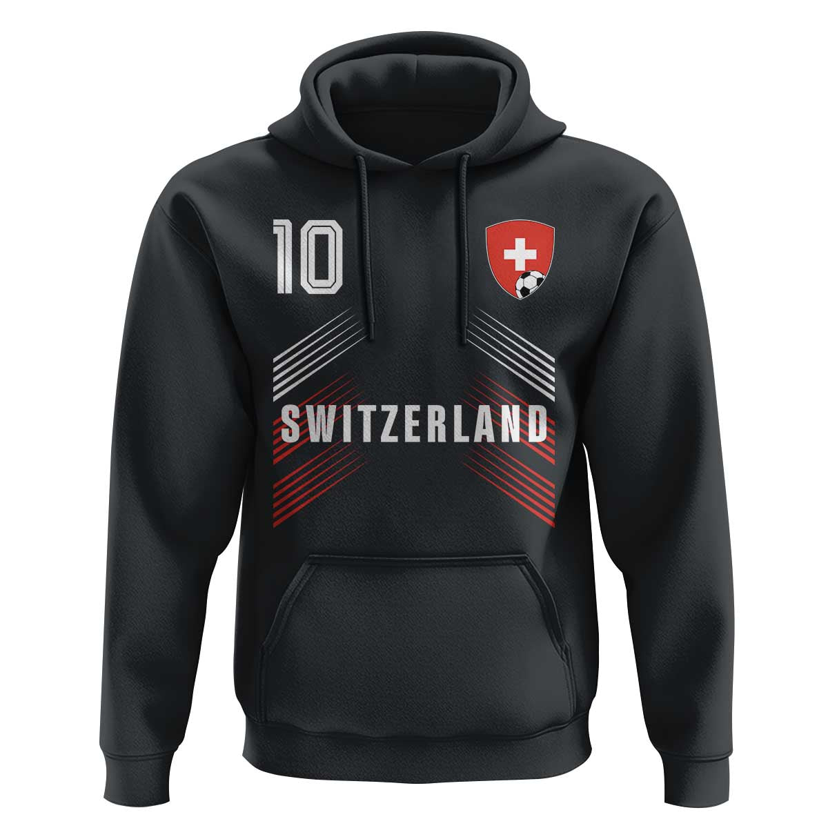 Switzerland Soccer Sports Graphic Number 10 Jersey Style Hoodie Proud Swiss Football Fans Game Day Pride