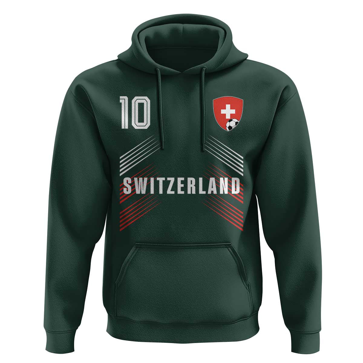 Switzerland Soccer Sports Graphic Number 10 Jersey Style Hoodie Proud Swiss Football Fans Game Day Pride