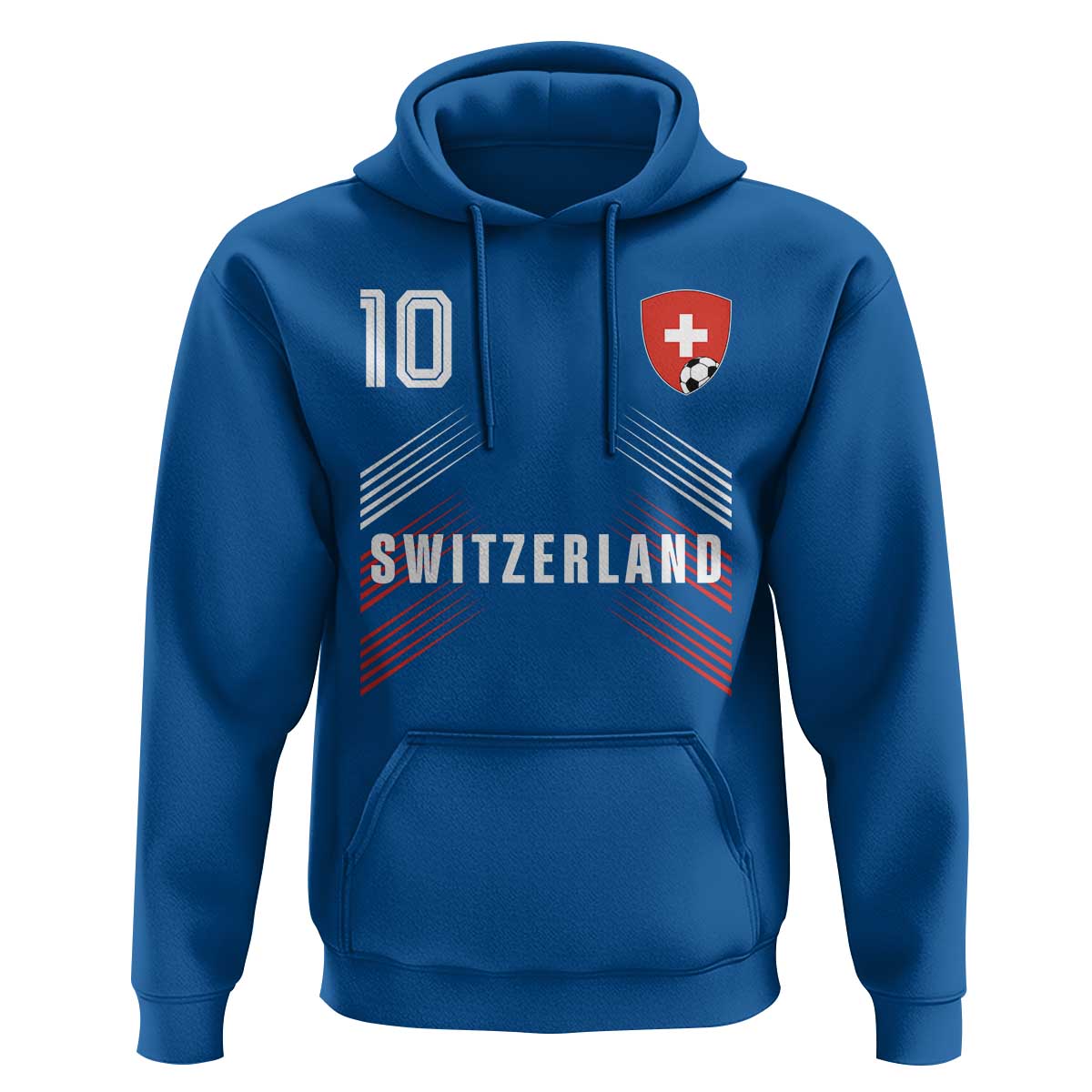 Switzerland Soccer Sports Graphic Number 10 Jersey Style Hoodie Proud Swiss Football Fans Game Day Pride