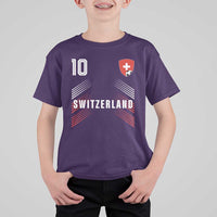 Switzerland Soccer Sports Graphic Number 10 Jersey Style T Shirt For Kid Proud Swiss Football Fans Game Day Pride