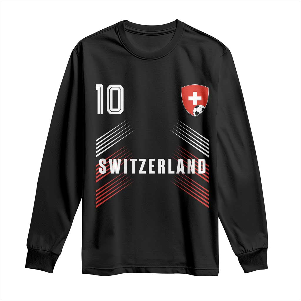 Switzerland Soccer Sports Graphic Number 10 Jersey Style Long Sleeve Shirt Proud Swiss Football Fans Game Day Pride