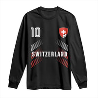 Switzerland Soccer Sports Graphic Number 10 Jersey Style Long Sleeve Shirt Proud Swiss Football Fans Game Day Pride
