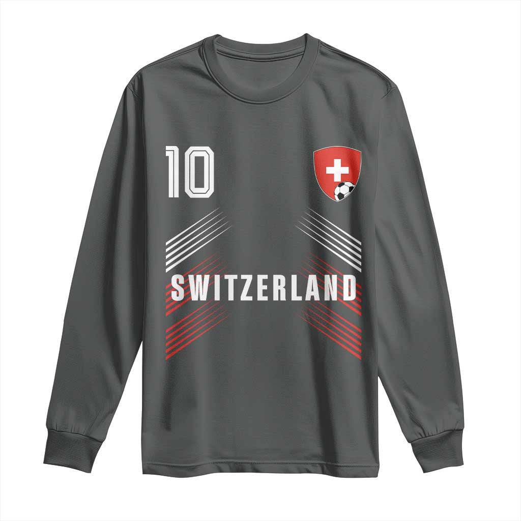 Switzerland Soccer Sports Graphic Number 10 Jersey Style Long Sleeve Shirt Proud Swiss Football Fans Game Day Pride