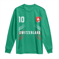 Switzerland Soccer Sports Graphic Number 10 Jersey Style Long Sleeve Shirt Proud Swiss Football Fans Game Day Pride