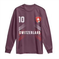Switzerland Soccer Sports Graphic Number 10 Jersey Style Long Sleeve Shirt Proud Swiss Football Fans Game Day Pride