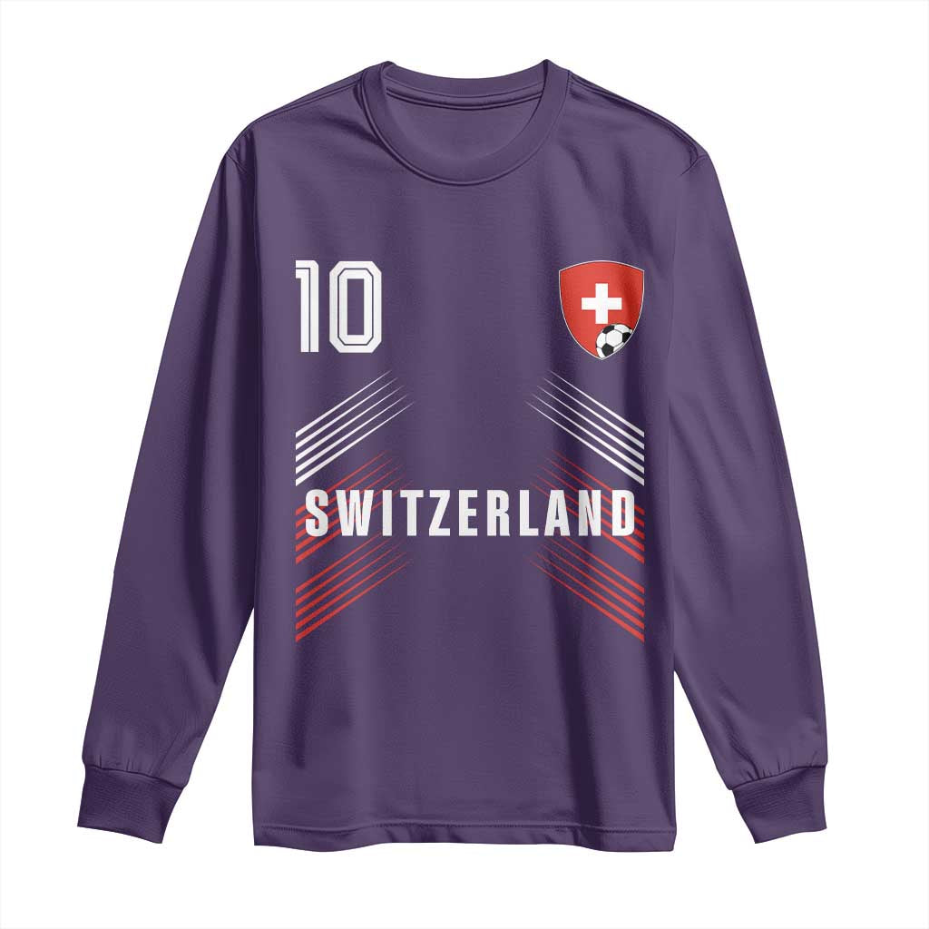 Switzerland Soccer Sports Graphic Number 10 Jersey Style Long Sleeve Shirt Proud Swiss Football Fans Game Day Pride