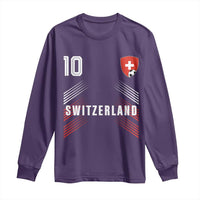 Switzerland Soccer Sports Graphic Number 10 Jersey Style Long Sleeve Shirt Proud Swiss Football Fans Game Day Pride