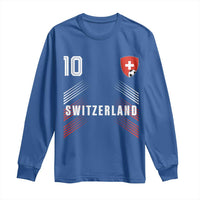 Switzerland Soccer Sports Graphic Number 10 Jersey Style Long Sleeve Shirt Proud Swiss Football Fans Game Day Pride