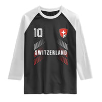 Switzerland Soccer Sports Graphic Number 10 Jersey Style Raglan Shirt Proud Swiss Football Fans Game Day Pride