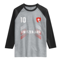 Switzerland Soccer Sports Graphic Number 10 Jersey Style Raglan Shirt Proud Swiss Football Fans Game Day Pride