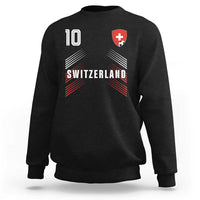 Switzerland Soccer Sports Graphic Number 10 Jersey Style Sweatshirt Proud Swiss Football Fans Game Day Pride