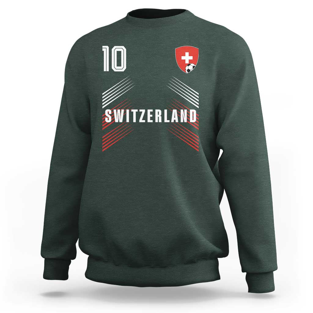 Switzerland Soccer Sports Graphic Number 10 Jersey Style Sweatshirt Proud Swiss Football Fans Game Day Pride