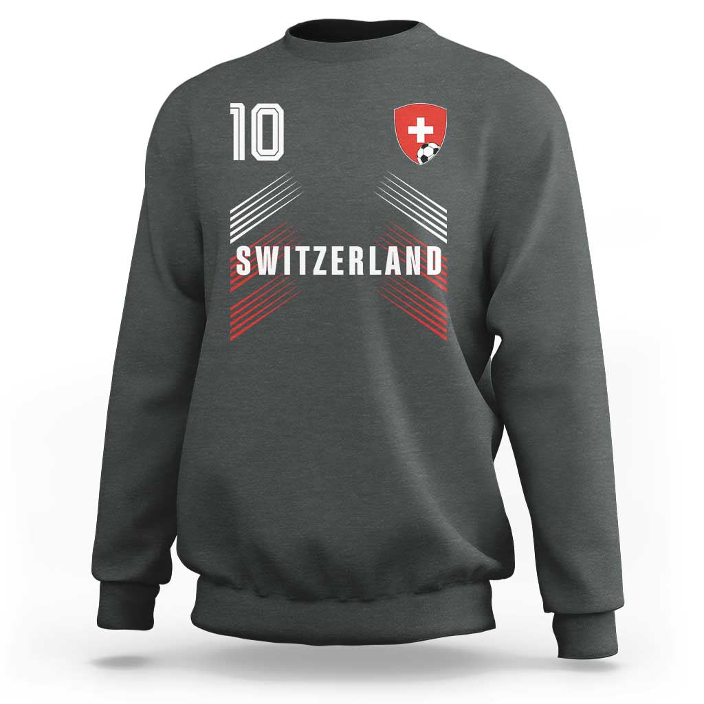 Switzerland Soccer Sports Graphic Number 10 Jersey Style Sweatshirt Proud Swiss Football Fans Game Day Pride