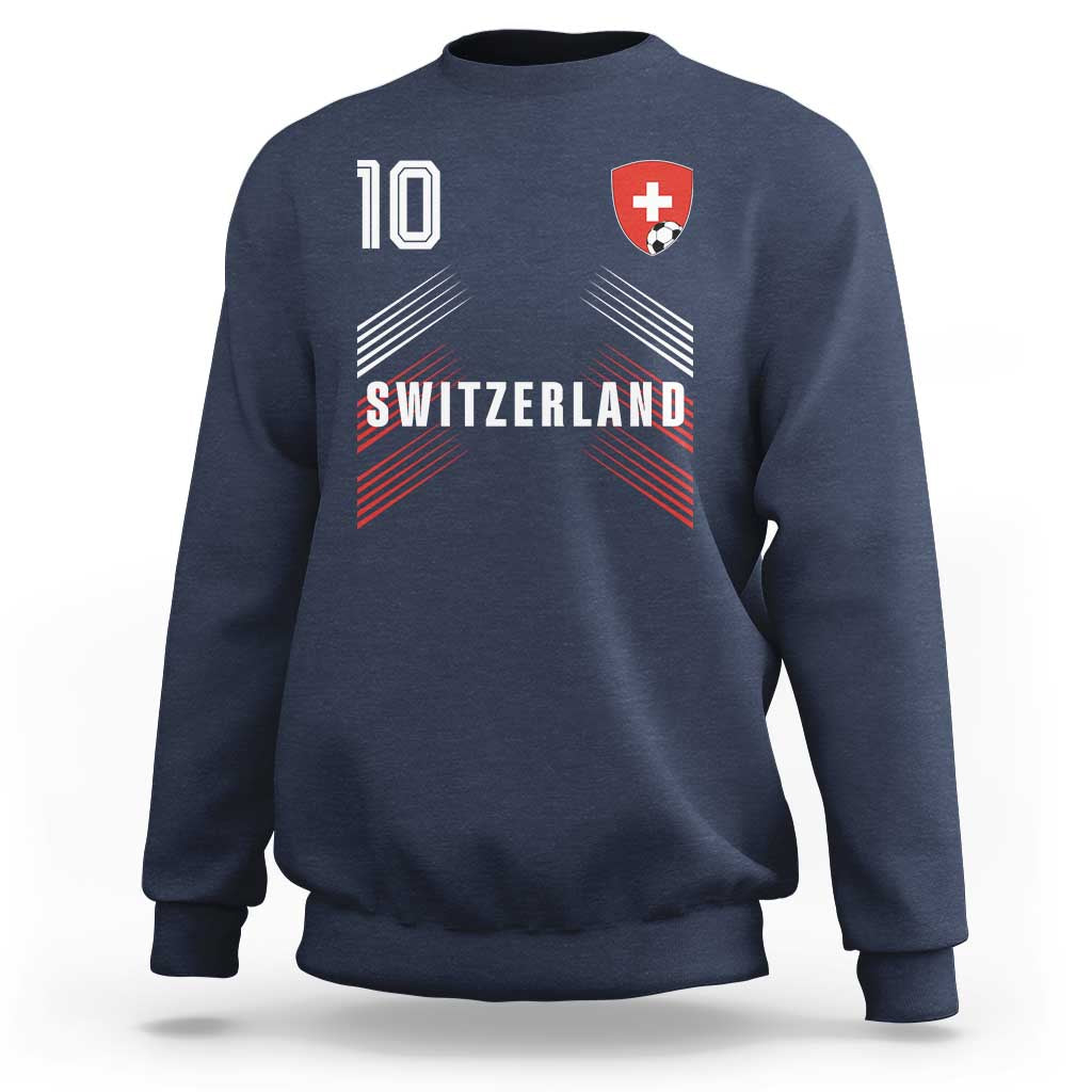 Switzerland Soccer Sports Graphic Number 10 Jersey Style Sweatshirt Proud Swiss Football Fans Game Day Pride