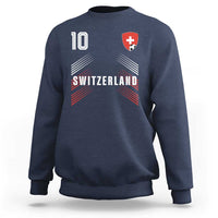 Switzerland Soccer Sports Graphic Number 10 Jersey Style Sweatshirt Proud Swiss Football Fans Game Day Pride