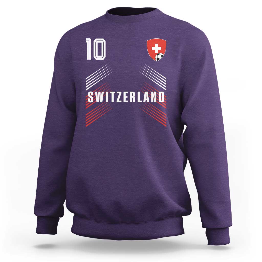 Switzerland Soccer Sports Graphic Number 10 Jersey Style Sweatshirt Proud Swiss Football Fans Game Day Pride