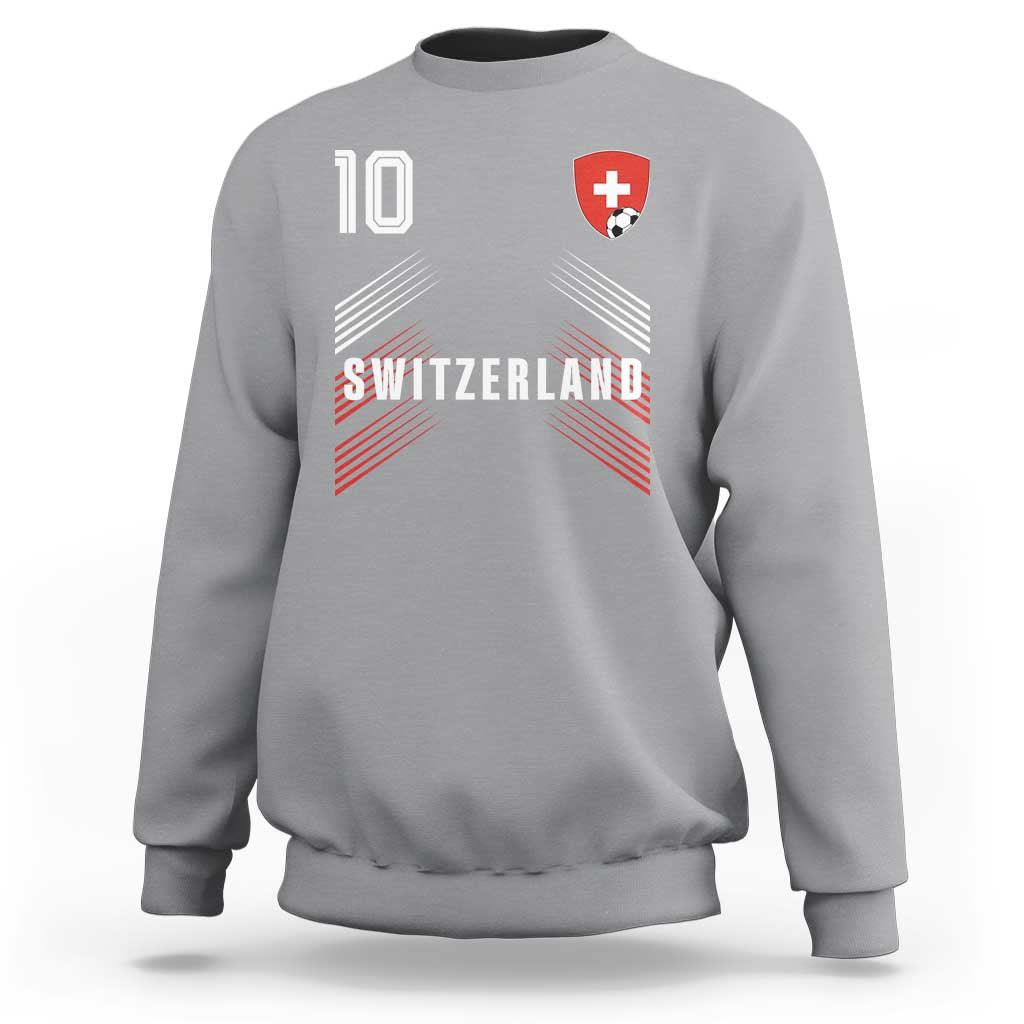 Switzerland Soccer Sports Graphic Number 10 Jersey Style Sweatshirt Proud Swiss Football Fans Game Day Pride