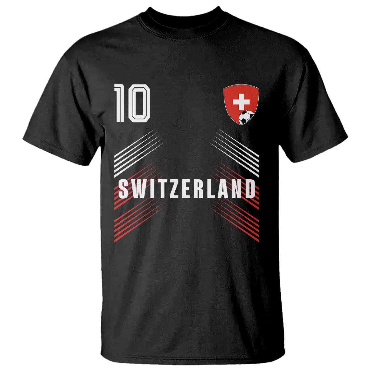 Switzerland Soccer Sports Graphic Number 10 Jersey Style T Shirt Proud Swiss Football Fans Game Day Pride