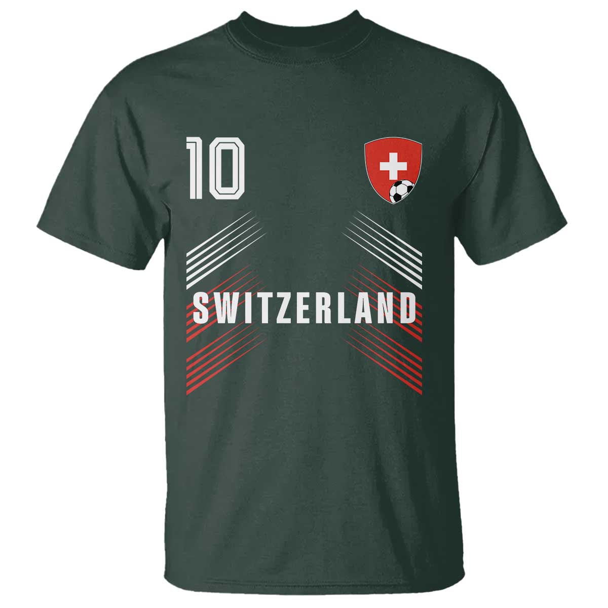 Switzerland Soccer Sports Graphic Number 10 Jersey Style T Shirt Proud Swiss Football Fans Game Day Pride