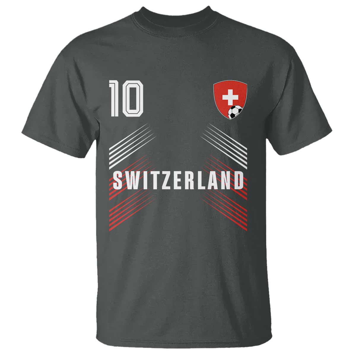 Switzerland Soccer Sports Graphic Number 10 Jersey Style T Shirt Proud Swiss Football Fans Game Day Pride