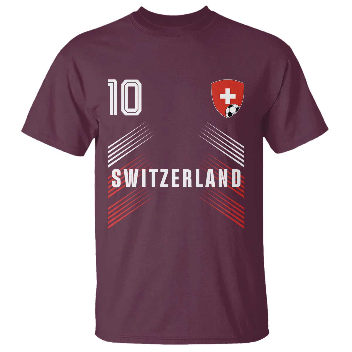 Switzerland Soccer Sports Graphic Number 10 Jersey Style T Shirt Proud Swiss Football Fans Game Day Pride