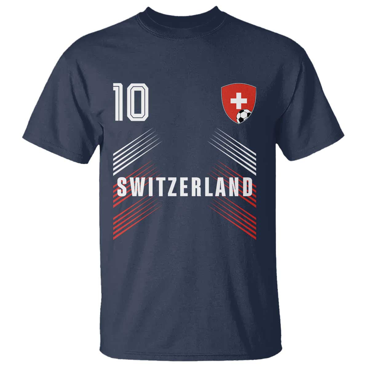 Switzerland Soccer Sports Graphic Number 10 Jersey Style T Shirt Proud Swiss Football Fans Game Day Pride