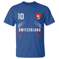Switzerland Soccer Sports Graphic Number 10 Jersey Style T Shirt Proud Swiss Football Fans Game Day Pride