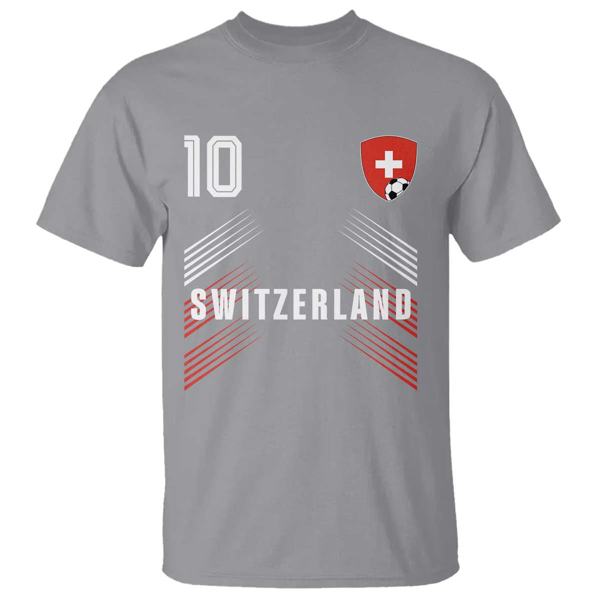 Switzerland Soccer Sports Graphic Number 10 Jersey Style T Shirt Proud Swiss Football Fans Game Day Pride