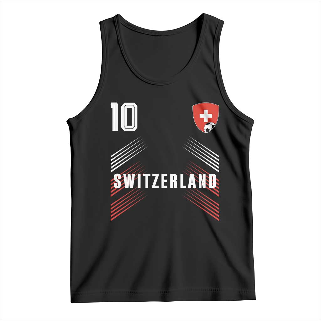 Switzerland Soccer Sports Graphic Number 10 Jersey Style Tank Top Proud Swiss Football Fans Game Day Pride