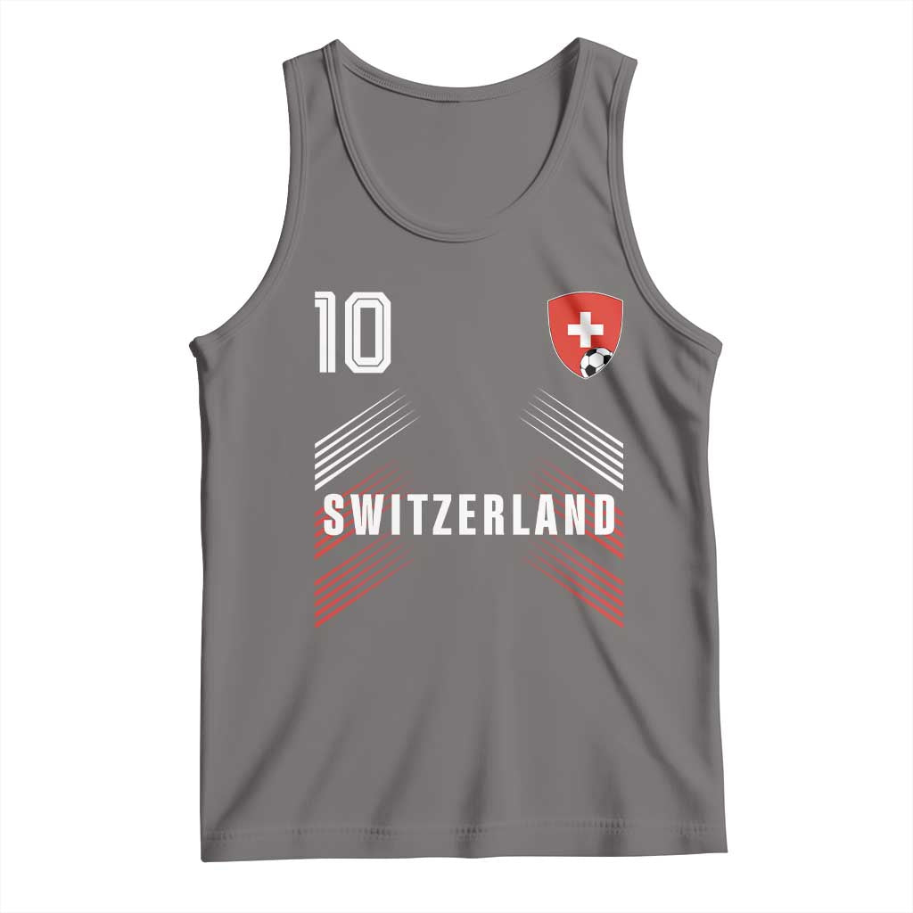 Switzerland Soccer Sports Graphic Number 10 Jersey Style Tank Top Proud Swiss Football Fans Game Day Pride