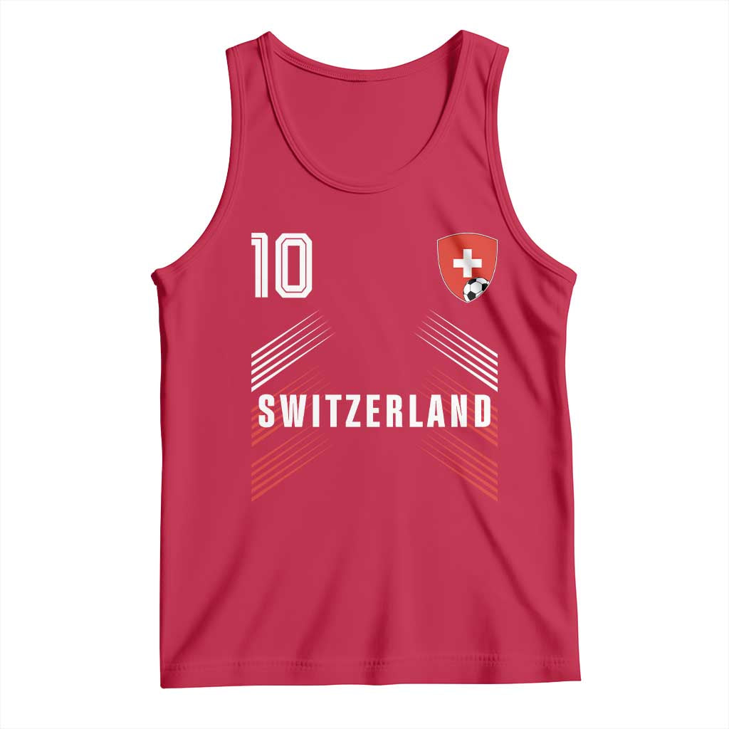 Switzerland Soccer Sports Graphic Number 10 Jersey Style Tank Top Proud Swiss Football Fans Game Day Pride